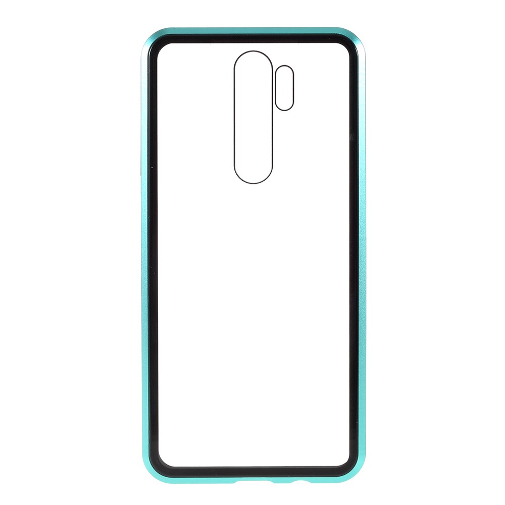 Installation Magnétique Edge Métal + Verre Trempée Shell de Téléphone de Protection Complet Pour Xiaomi Redmi Note 8 Pro - Vert