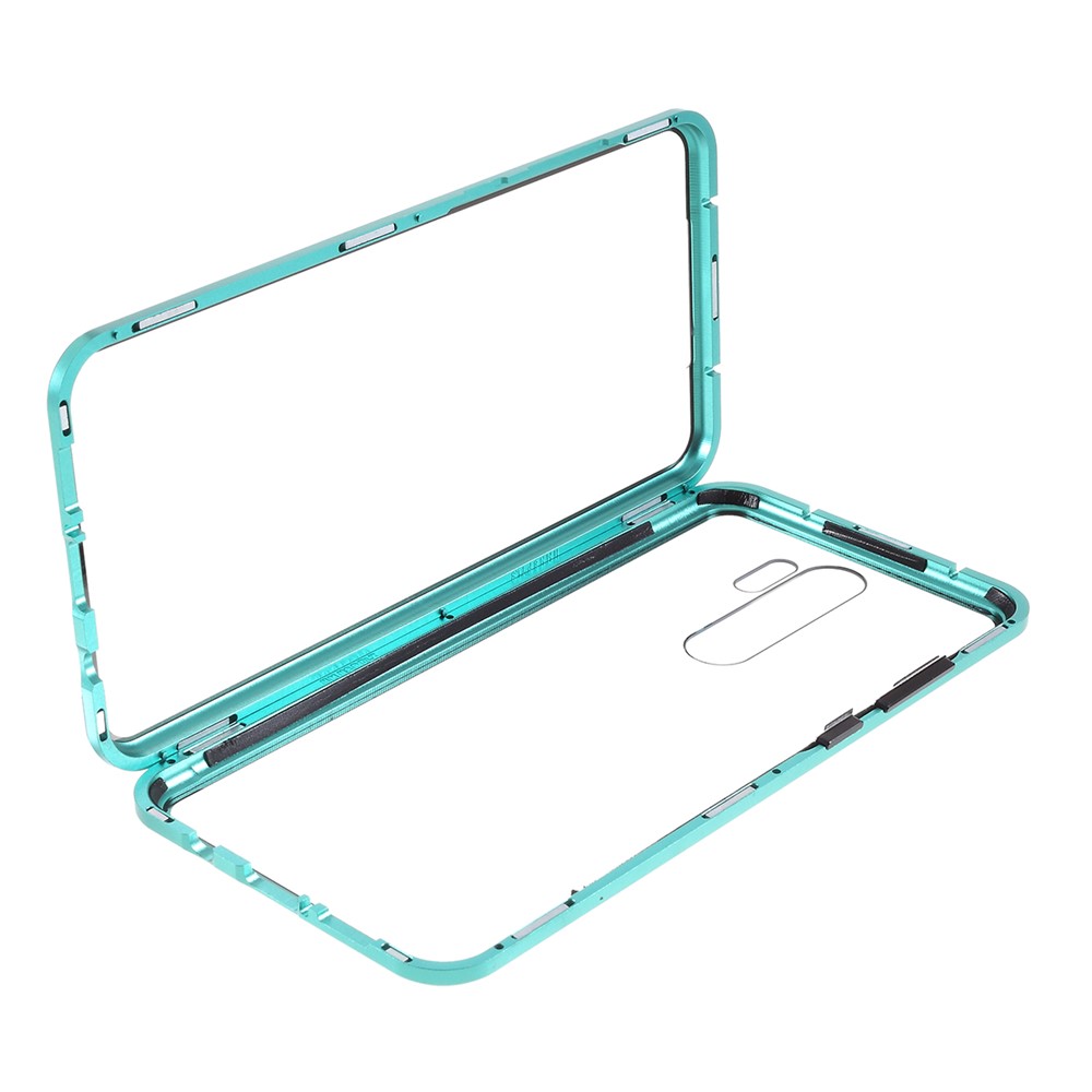 Installation Magnétique Edge Métal + Verre Trempée Shell de Téléphone de Protection Complet Pour Xiaomi Redmi Note 8 Pro - Vert