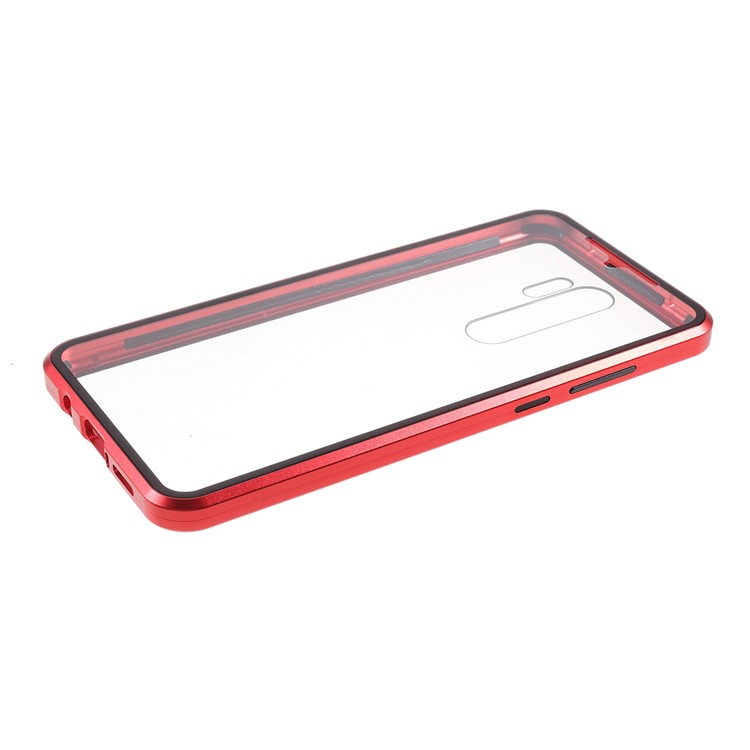 Magnetic Installation Metal Edge + Tempered Glass Full Protective Phone Shell for Xiaomi Redmi Note 8 Pro - Red-10