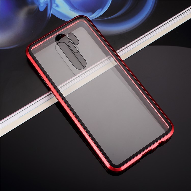 Magnetic Installation Metal Edge + Tempered Glass Full Protective Phone Shell for Xiaomi Redmi Note 8 Pro - Red-4