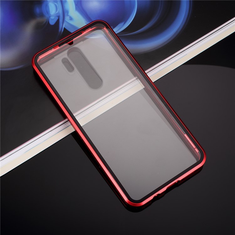 Magnetic Installation Metal Edge + Tempered Glass Full Protective Phone Shell for Xiaomi Redmi Note 8 Pro - Red-5
