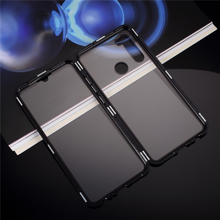 Dual Side Magnetic Metallrahmen + Gehärteter Glastelefonabdeckung Für Xiaomi Redmi Note 8 - Schwarz-11