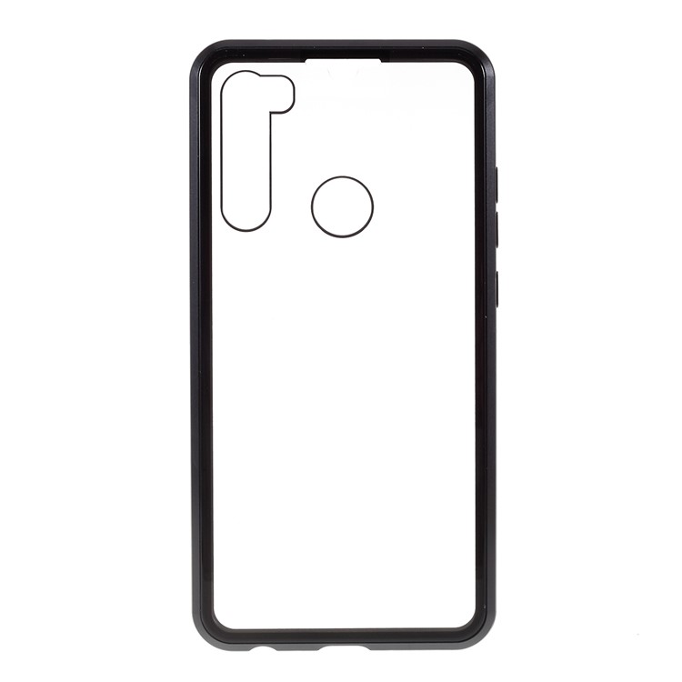 Frame De Metal Magnético Duplo + Tampa De Telefone De Vidro Temperado Para Xiaomi Redmi Nota 8 - Preto