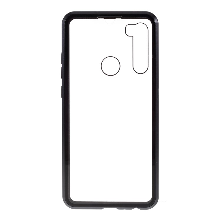 Frame De Metal Magnético Duplo + Tampa De Telefone De Vidro Temperado Para Xiaomi Redmi Nota 8 - Preto