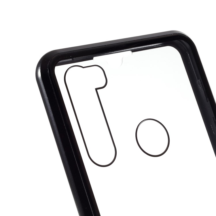 Marco De Metal Magnético Lateral Doble + Cubierta De Teléfono De Vidrio Templado Para Xiaomi Redmi Note 8 - Negro