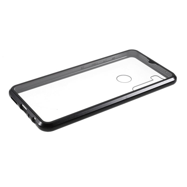 Marco De Metal Magnético Lateral Doble + Cubierta De Teléfono De Vidrio Templado Para Xiaomi Redmi Note 8 - Negro