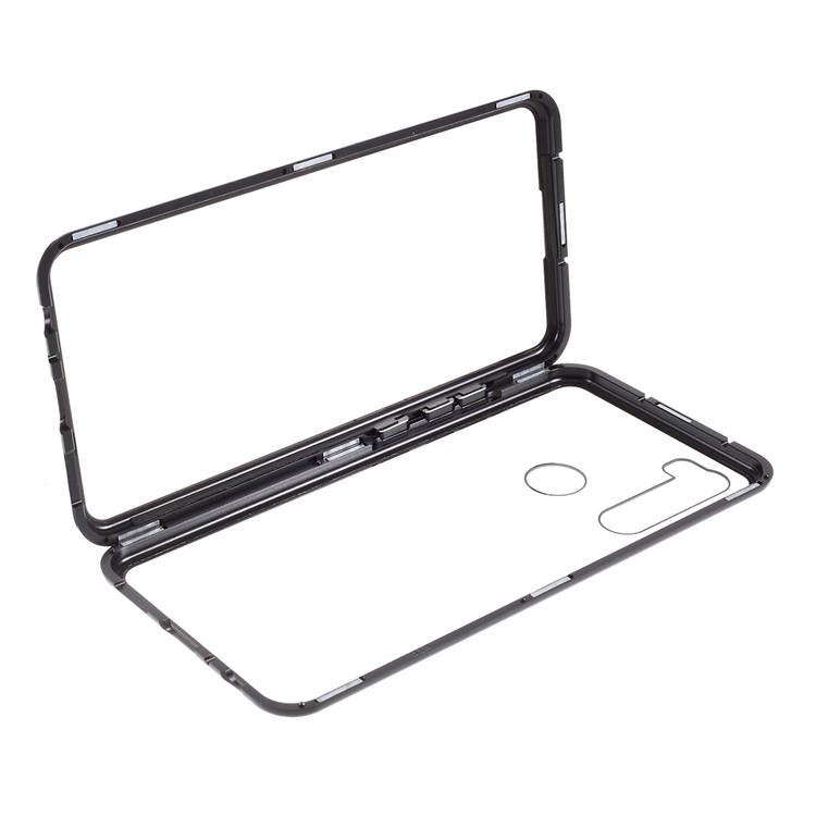 Marco De Metal Magnético Lateral Doble + Cubierta De Teléfono De Vidrio Templado Para Xiaomi Redmi Note 8 - Negro