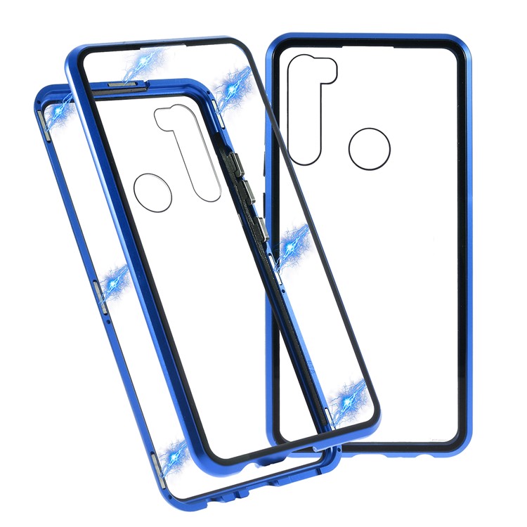 Dual Side Magnetic Metal Frame + Tempered Glass Phone Cover for Xiaomi Redmi Note 8 - Blue-1