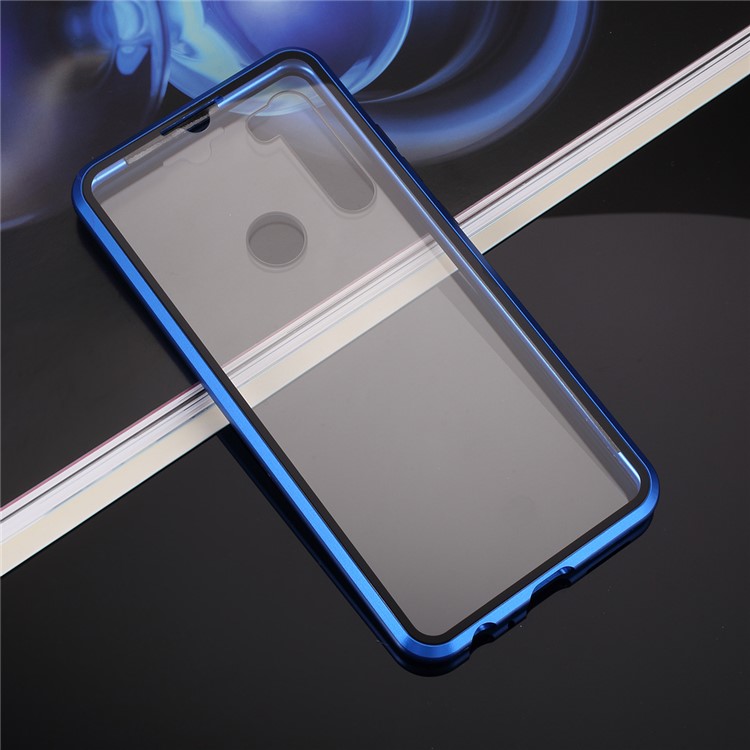 Dual Side Magnetic Metal Frame + Tempered Glass Phone Cover for Xiaomi Redmi Note 8 - Blue-8