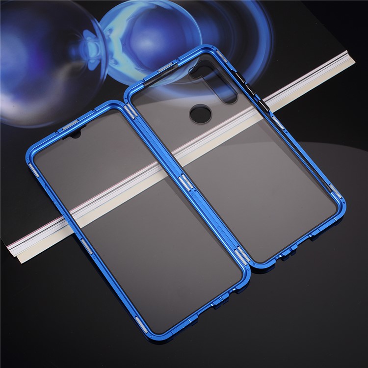 Dual Side Magnetic Metal Frame + Tempered Glass Phone Cover for Xiaomi Redmi Note 8 - Blue-9