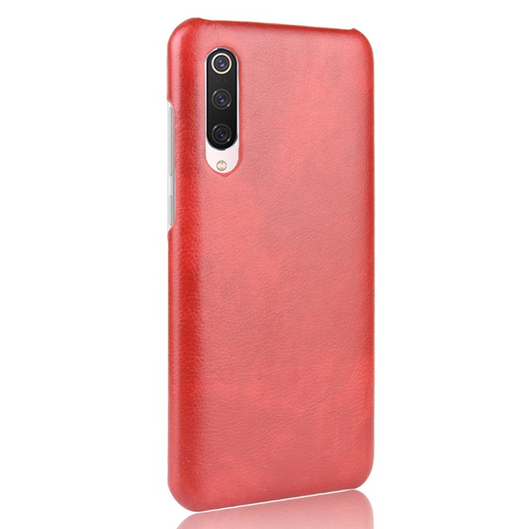 Litchi Texture Surface Leather Coated Hard PC Phone Case for Xiaomi Mi 9 Pro 5G - Red-3