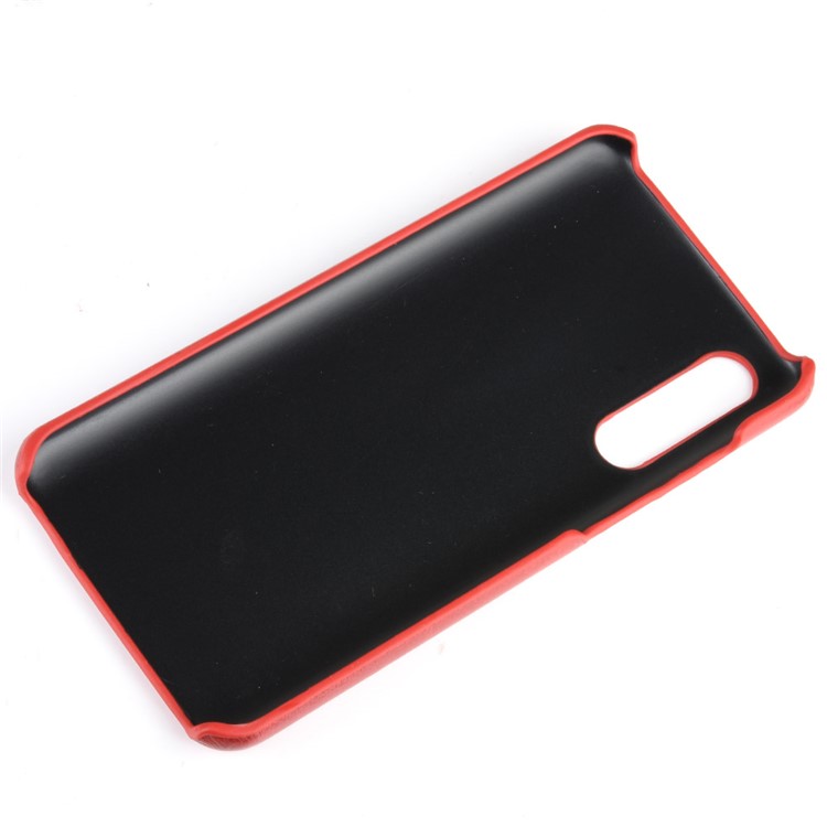 Litchi Texture Surface Leather Coated Hard PC Phone Case for Xiaomi Mi 9 Pro 5G - Red-4