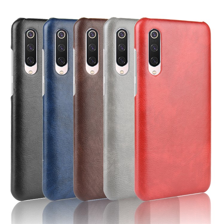 Litchi Texture Surface Leather Coated Hard PC Phone Case for Xiaomi Mi 9 Pro 5G - Red-7