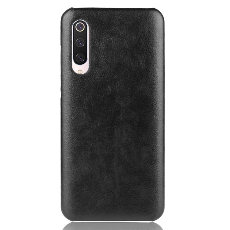 Litchi Texture Surface Leather Coated Hard PC Phone Case for Xiaomi Mi 9 Pro 5G - Black-2