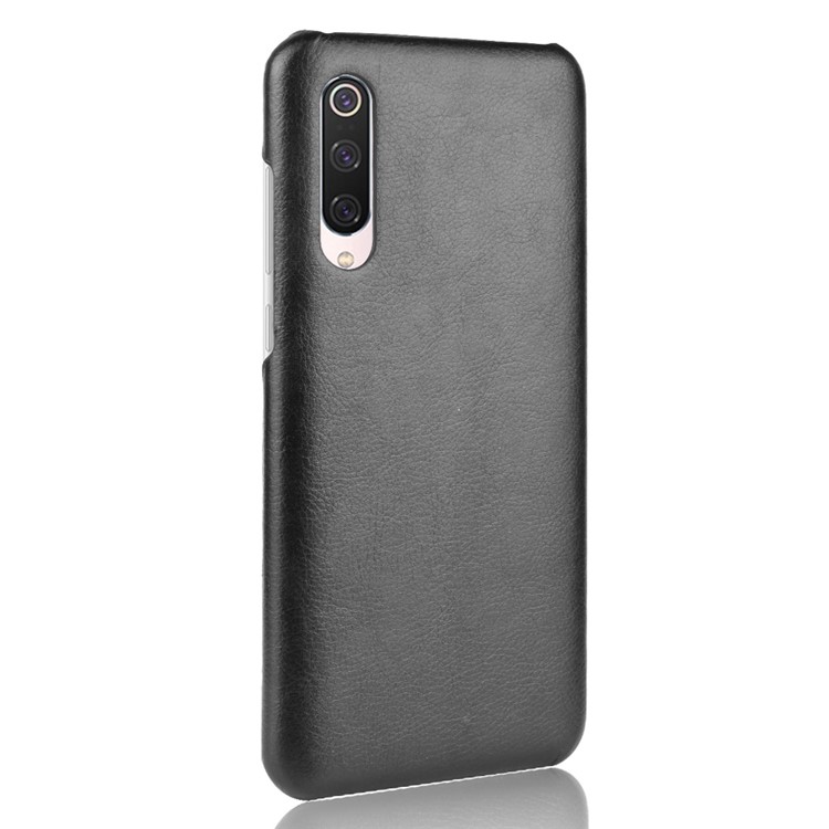 Litchi Texture Surface Leather Coated Hard PC Phone Case for Xiaomi Mi 9 Pro 5G - Black-3