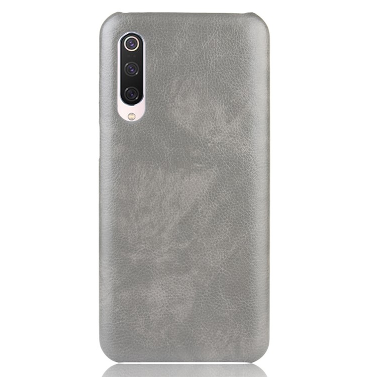 Litchi Texture Surface Leather Coated Hard PC Phone Case for Xiaomi Mi 9 Pro 5G - Grey-2