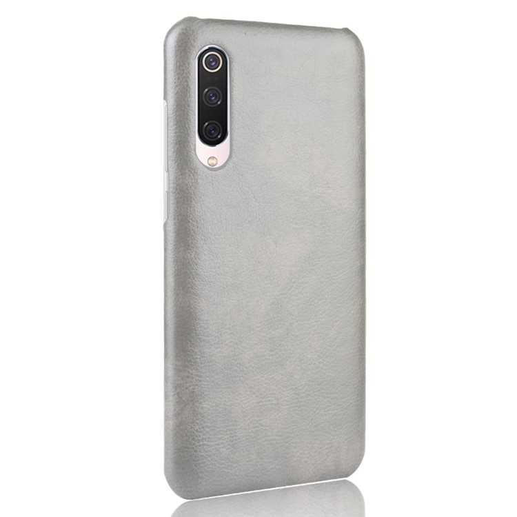 Litchi Texture Surface Leather Coated Hard PC Phone Case for Xiaomi Mi 9 Pro 5G - Grey-3