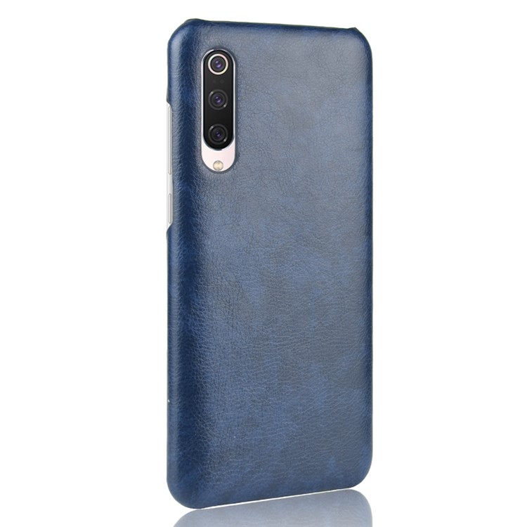 Litchi Texture Surface Leather Coated Hard PC Phone Case for Xiaomi Mi 9 Pro 5G - Blue-3