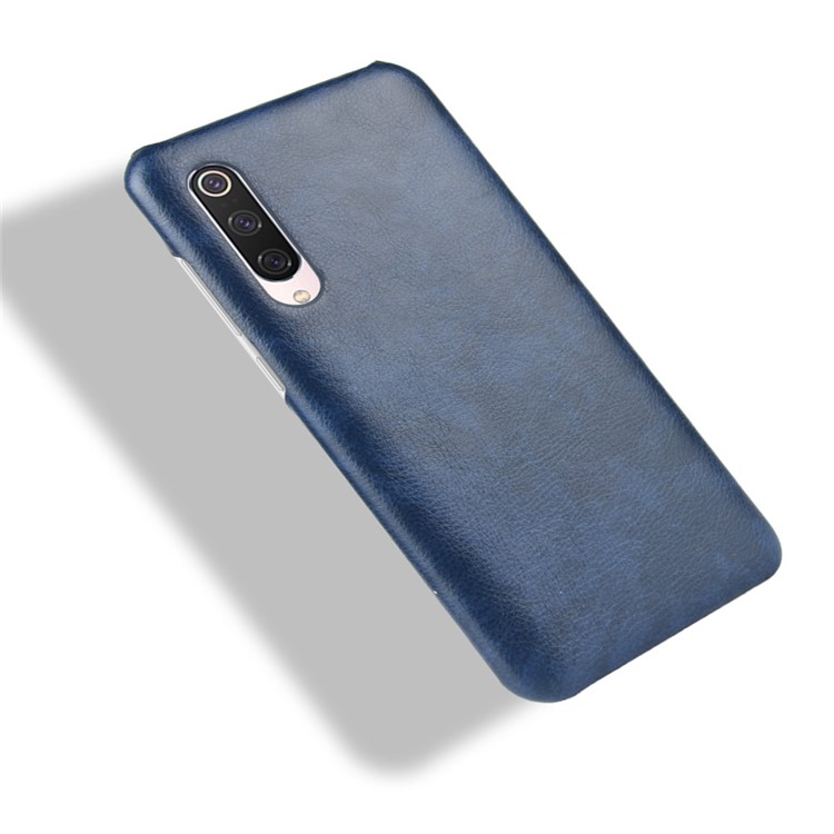Litchi Texture Surface Leather Coated Hard PC Phone Case for Xiaomi Mi 9 Pro 5G - Blue-4