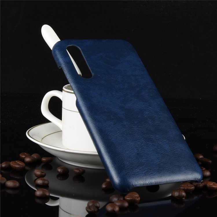 Litchi Texture Surface Leather Coated Hard PC Phone Case for Xiaomi Mi 9 Pro 5G - Blue-5