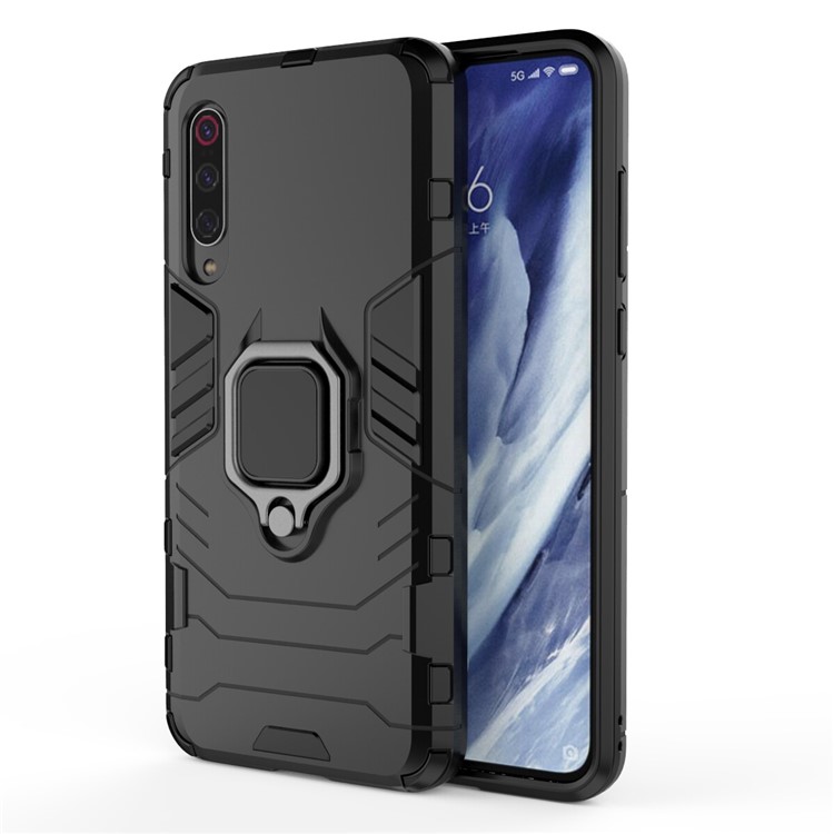 Fresco Dito Anello Di Guardia Cavalletto PC + Caso Ibrido TPU Per Xiaomi MI 9 Pro - Nero-3