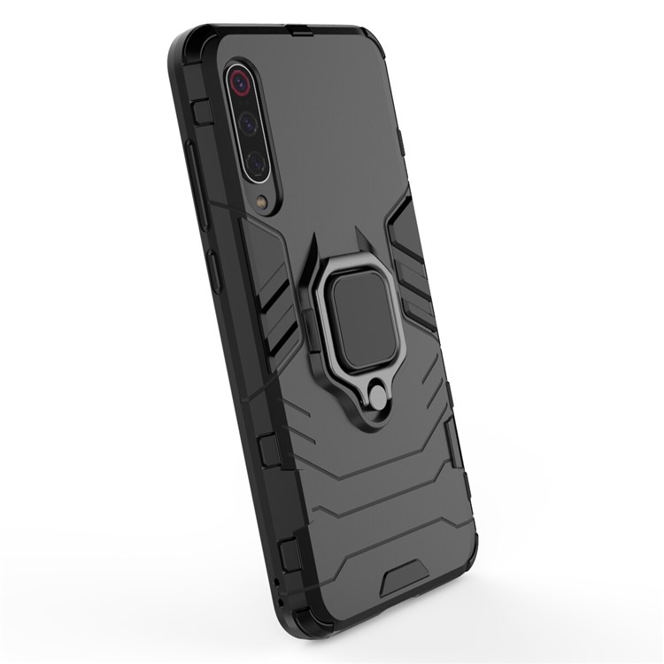 Fresco Dito Anello Di Guardia Cavalletto PC + Caso Ibrido TPU Per Xiaomi MI 9 Pro - Nero-7