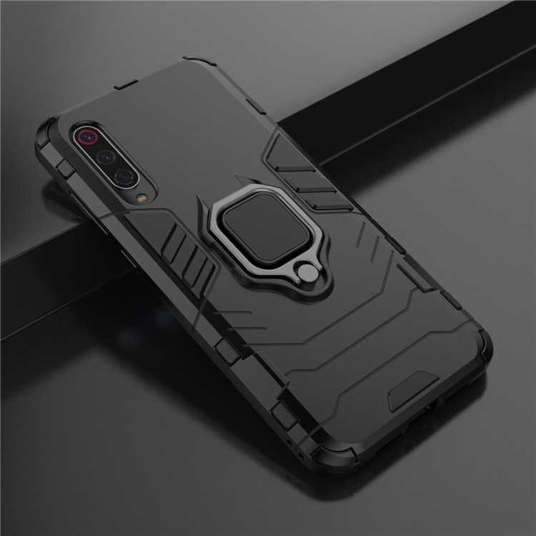 Fresco Dito Anello Di Guardia Cavalletto PC + Caso Ibrido TPU Per Xiaomi MI 9 Pro - Nero-10