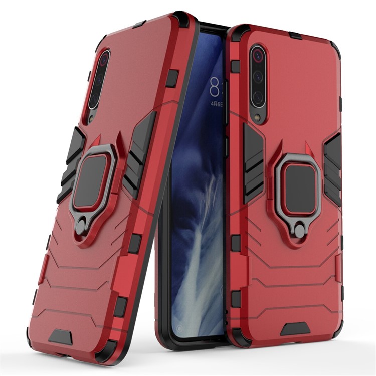 Cool Guard Finger Ring Kickstand PC + TPU Hybrid Case for Xiaomi Mi 9 Pro - Red-1