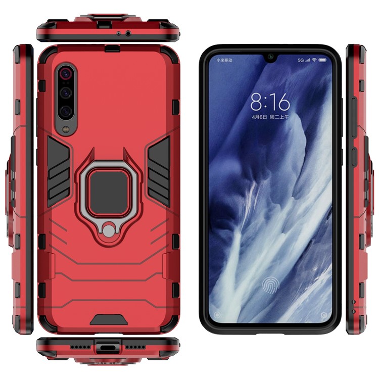 Cool Guard Finger Ring Kickstand PC + TPU Hybrid Case for Xiaomi Mi 9 Pro - Red-5
