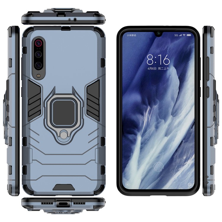 Cool Guard Finger Ring Kickstand PC + TPU Hybrid Case for Xiaomi Mi 9 Pro - Blue-5