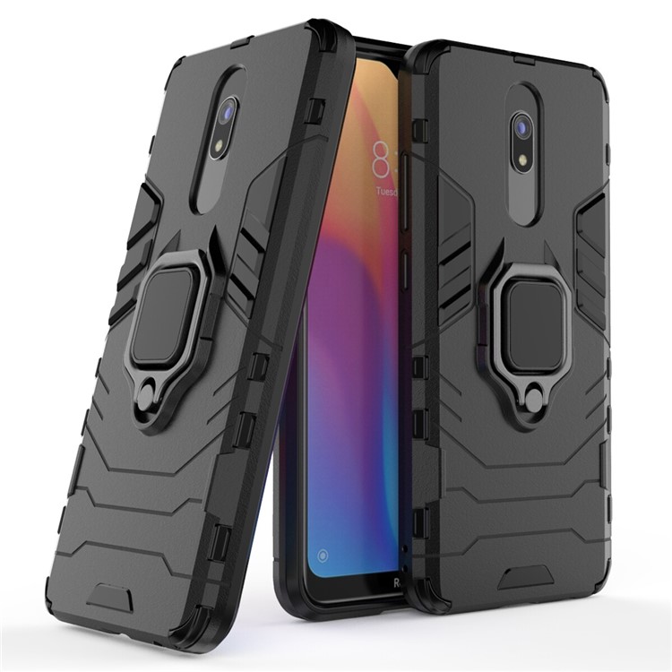 Cierro Fría Del Anillo de Dedo de Guardia PC + TPU Hybrid Shell Para Xiaomi Redmi 8a - Negro