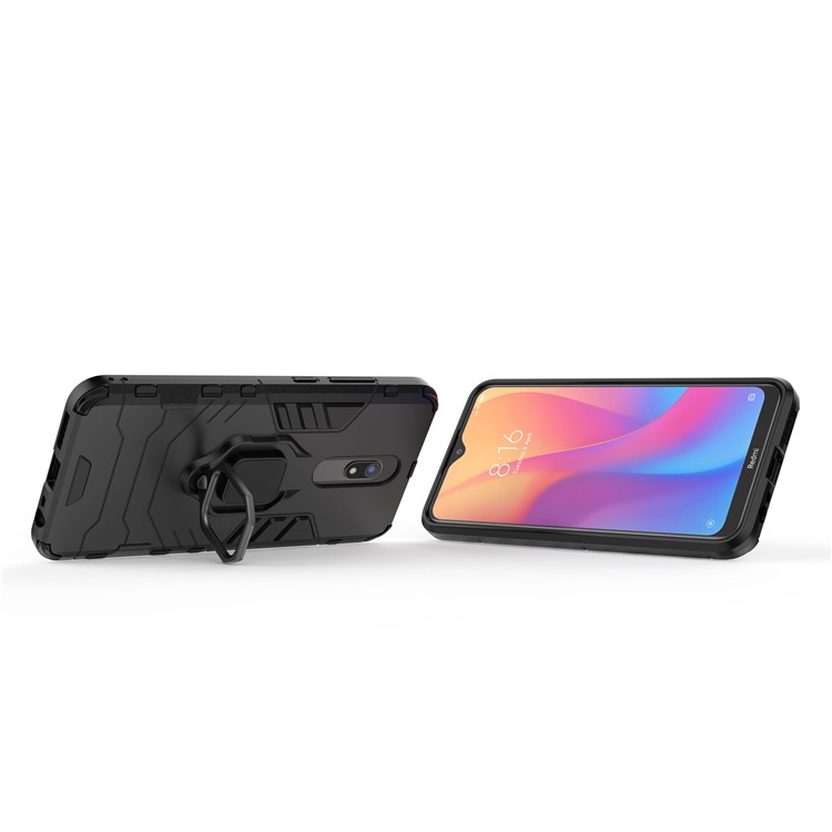 Kickstand PC + TPU de L'anneau de Doigt de Garde Cool Pour Xiaomi Redmi 8a - le Noir-3