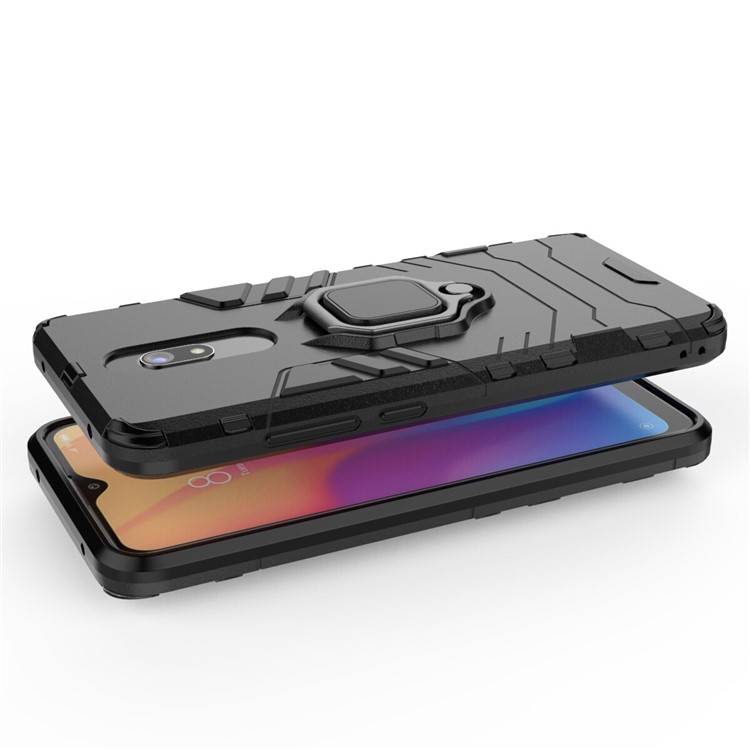 Cool Guard Finger Ring Kickstand PC + TPU Hybridschale Für Xiaomi Redmi 8a - Schwarz