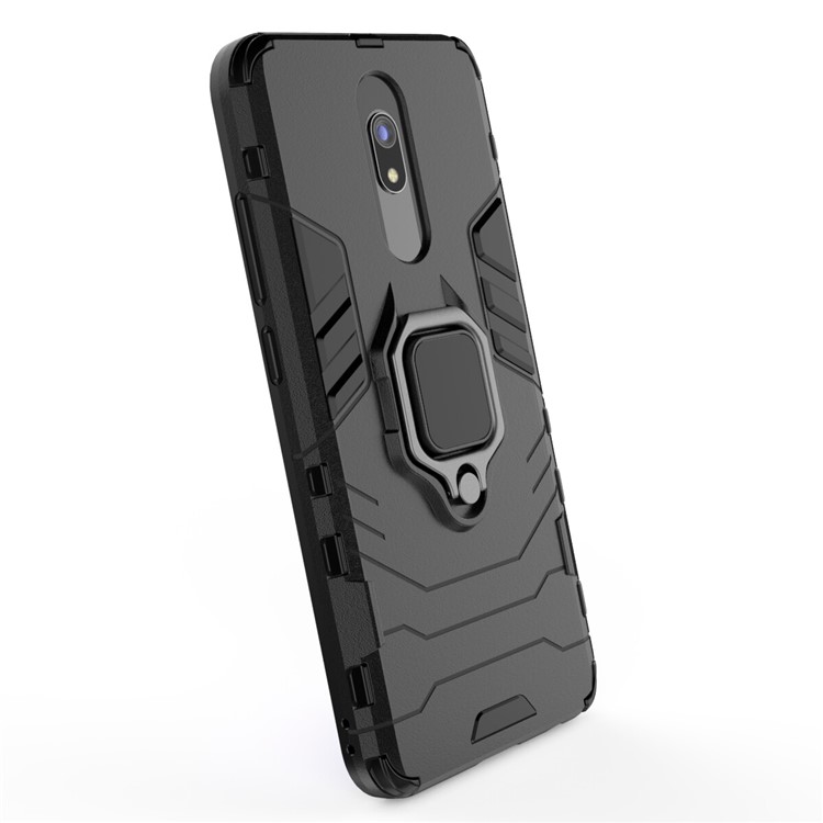 Cool Guard Finger Ring Kickstand PC + TPU Hybridschale Für Xiaomi Redmi 8a - Schwarz