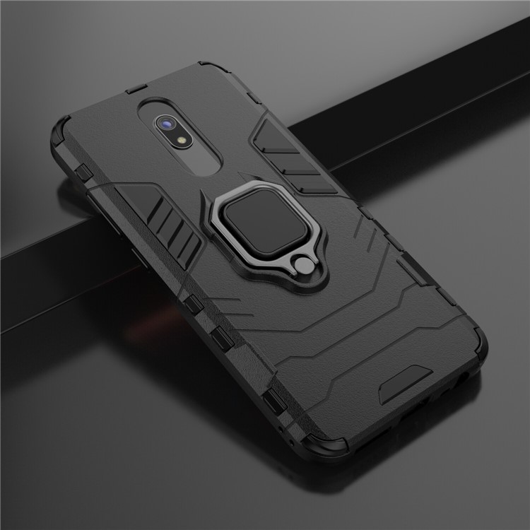 Cool Guard Ring Kickstand PC + TPU Hybrid Shell Para Xiaomi Redmi 8a - Preto