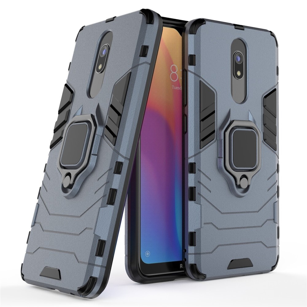 Cierro Fría Del Anillo de Dedo de Guardia PC + TPU Hybrid Shell Para Xiaomi Redmi 8a - Azul