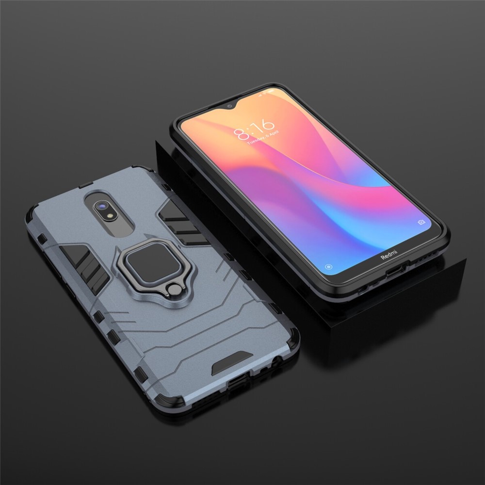 Cool Guard Finger Ring Kickstand PC + TPU Hybridschale Für Xiaomi Redmi 8a - Blau-4