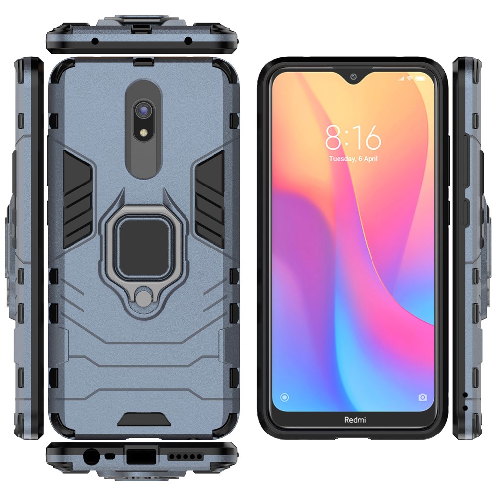 Cool Guard Finger Ring Kickstand PC + TPU Hybridschale Für Xiaomi Redmi 8a - Blau