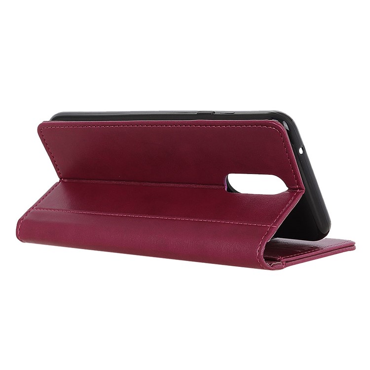 PU Leather Wallet Stand Case Shell Covering for Xiaomi Redmi 8 - Red-5