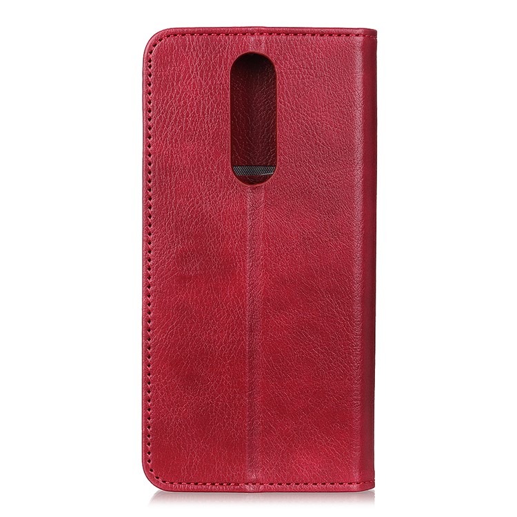 Auto-absorbed Litchi Texture Split Leather Protective Cell Phone Case for Xiaomi Redmi 8 - Red-3