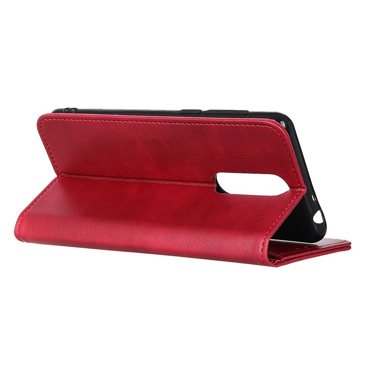 Auto-absorbed Litchi Texture Split Leather Protective Cell Phone Case for Xiaomi Redmi 8 - Red-4