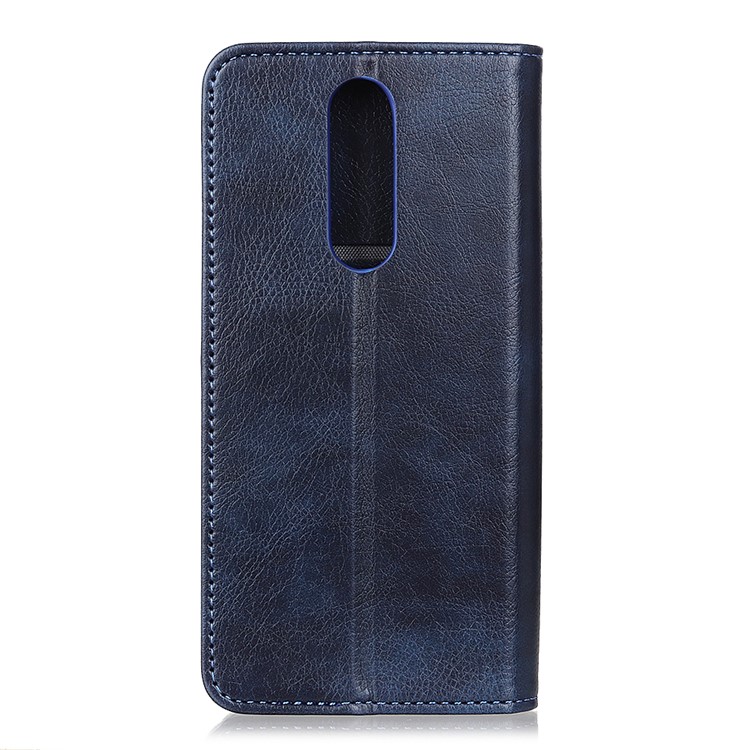 Auto-absorbed Litchi Texture Split Leather Protective Cell Phone Case for Xiaomi Redmi 8 - Dark Blue-3