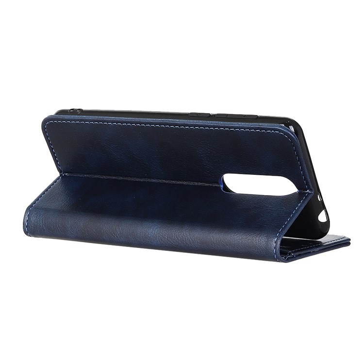 Auto-absorbed Litchi Texture Split Leather Protective Cell Phone Case for Xiaomi Redmi 8 - Dark Blue-4