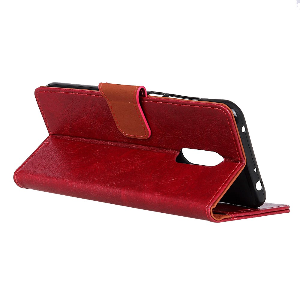 Split Leather Wallet Mobile Stand Shell for Xiaomi Redmi 8 - Red-4