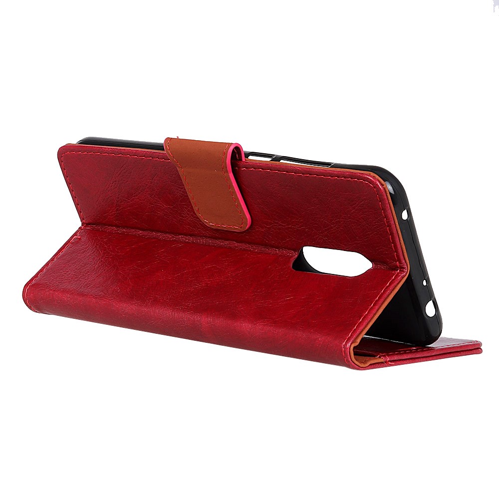 Split Leder Brieftasche Mobile Stand Shell Für Xiaomi Redmi 8 - Rot