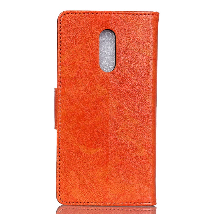 Split Leather Wallet Mobile Stand Shell for Xiaomi Redmi 8 - Orange-3