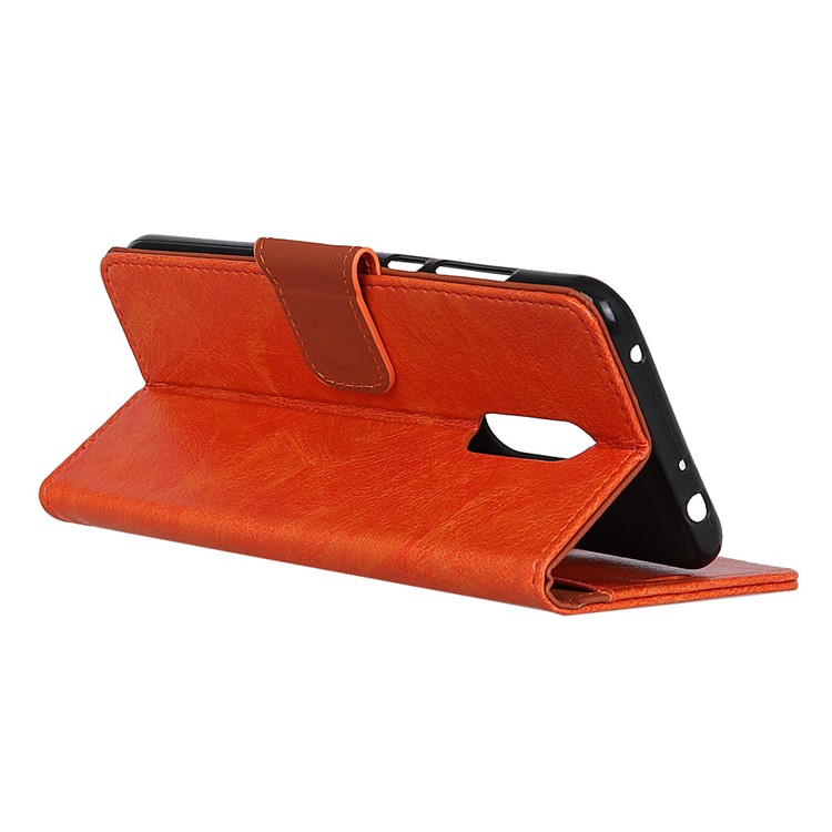 Split Leather Wallet Mobile Stand Shell for Xiaomi Redmi 8 - Orange-4