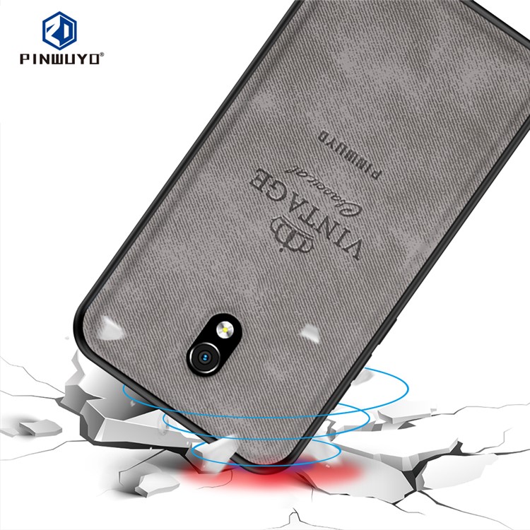 PINWUYO Почетно Серии PC + TPU + Кожа Гибридный Сотовый Телефон Оболочки Для Xiaomi Редми 8А - Серый-2
