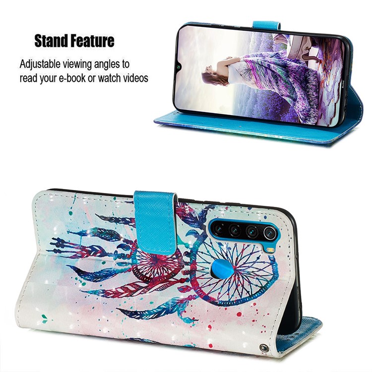 Pattern Printing PU Leather Wallet Case with Strap for Xiaomi Redmi Note 8 - Dream Catcher-3