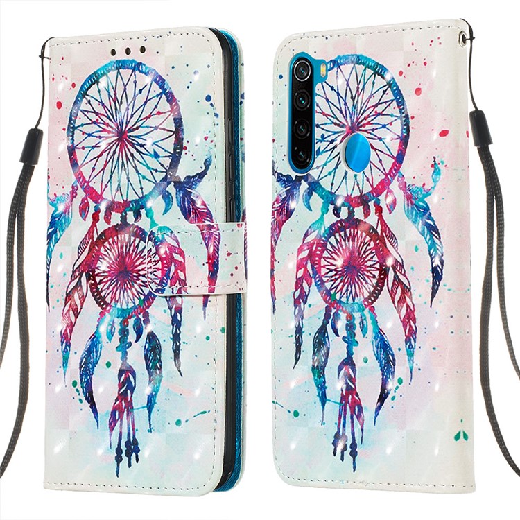 Pattern Printing PU Leather Wallet Case with Strap for Xiaomi Redmi Note 8 - Dream Catcher-6